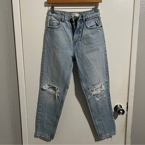 zara ripped mom jeans